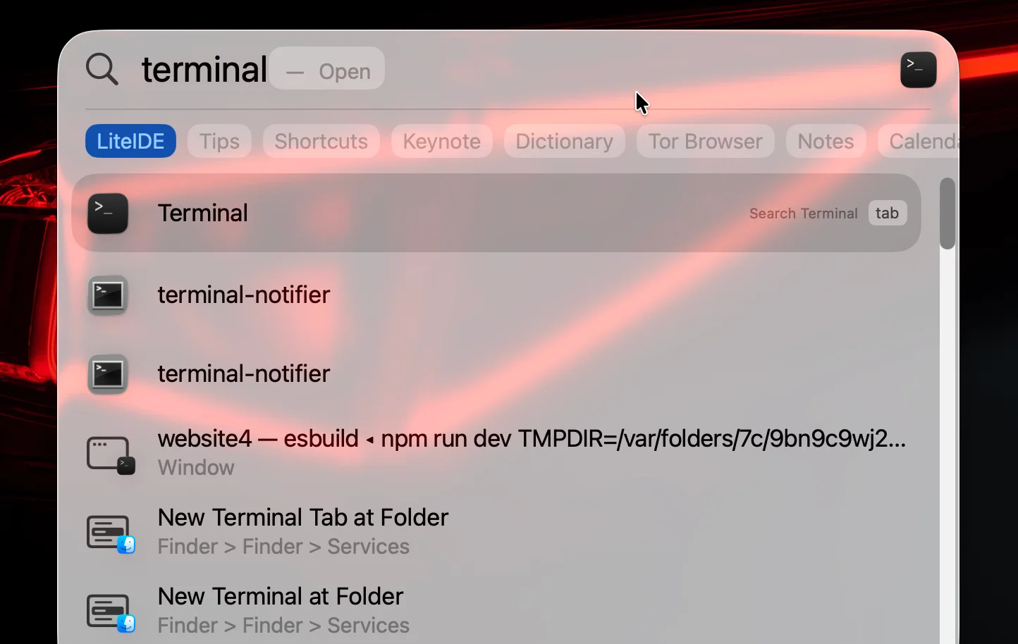 Launch MacOS terminal